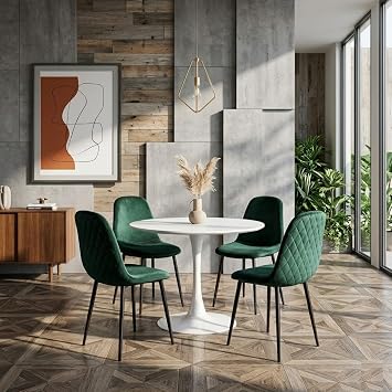Modern Round Dining Table 80cm White Colored Top Small Kitchen Dining Room Furniture, Pedestal Dining Table, Leisure Table, Living Room Table