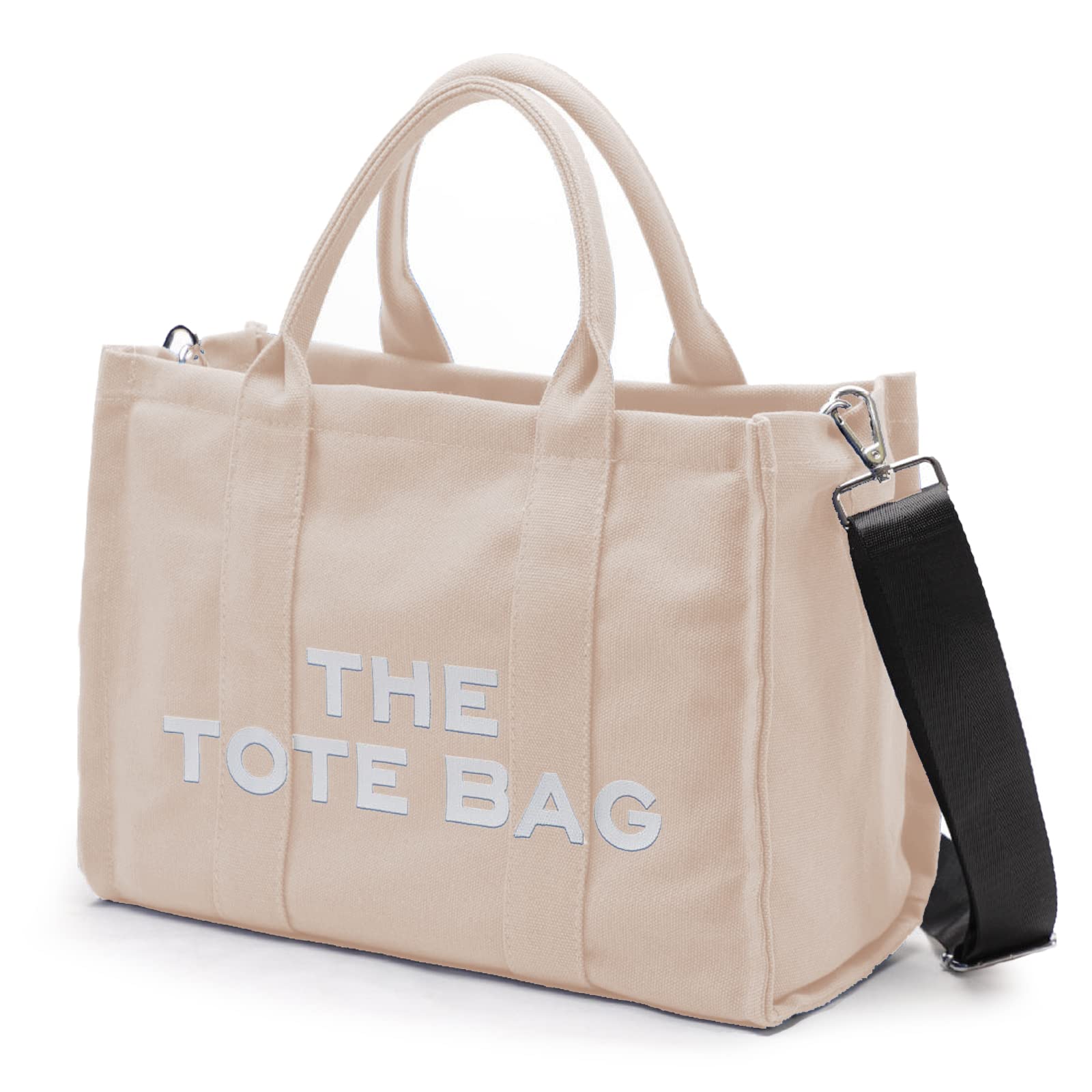 The Tote Bag For Women, Canvas Tote Bag with Zipper, Casual Crossbody Tote Purse Shoulder Handbag for School Travel