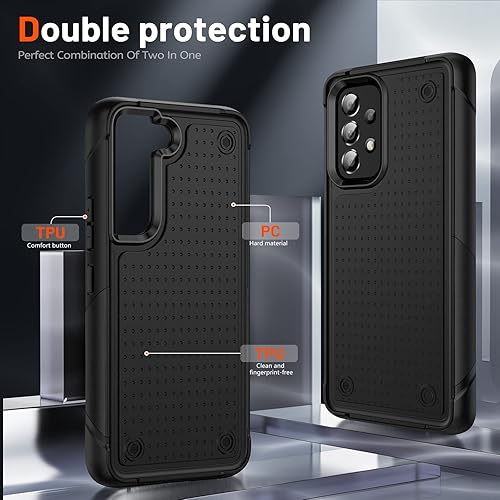 Miniatura 3 de Jeylly Funda para Samsung Galaxy A53 5G, protección contra caídas de grado militar, policarbonato duro híbrido+TPU suave, a prueba de golpes, funda