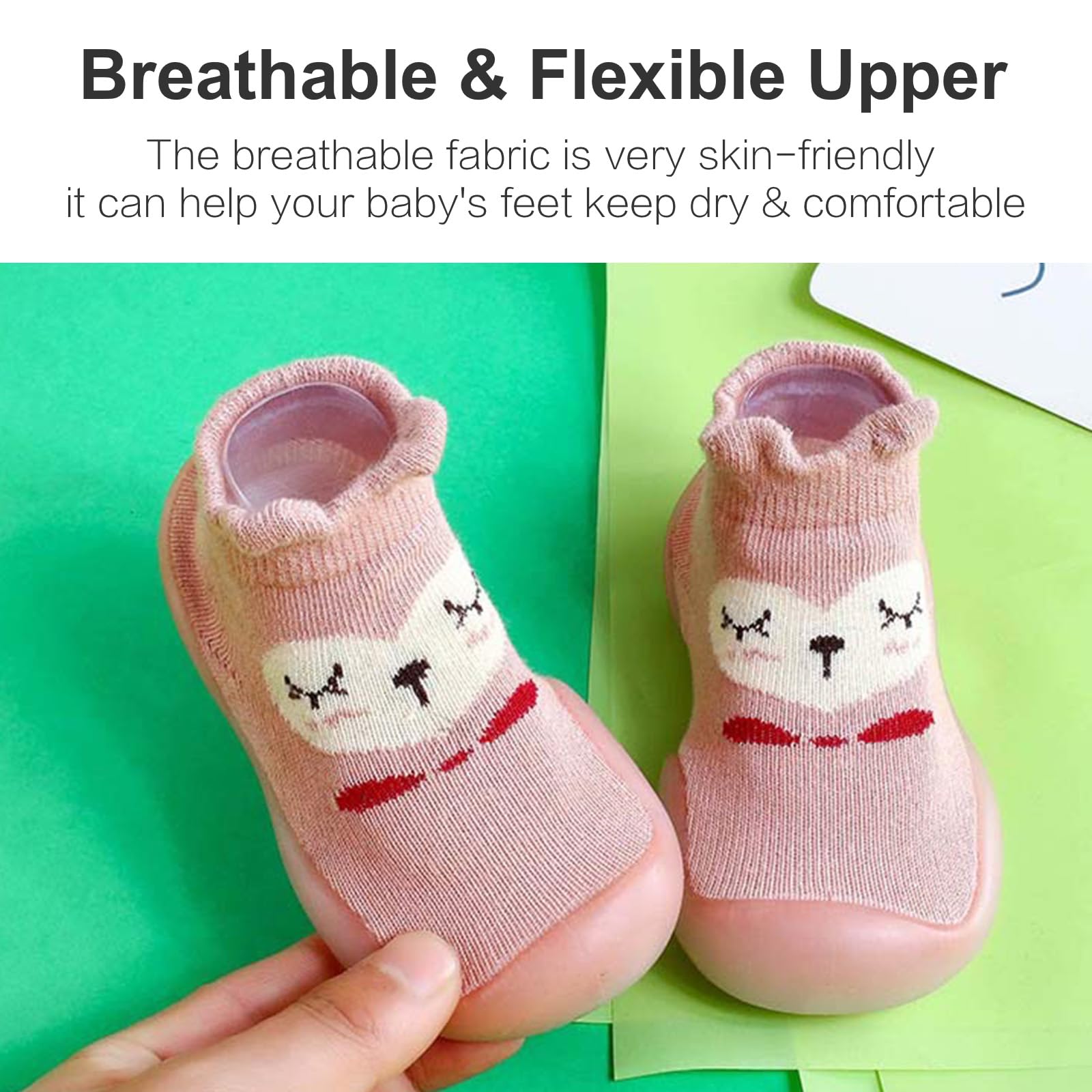 Baby Girls Boys First Walking Shoes Anti Slip Slippers Socks Barefoot Shoes Toddler Infant Non Slip Sole Shoes Breathable - 3