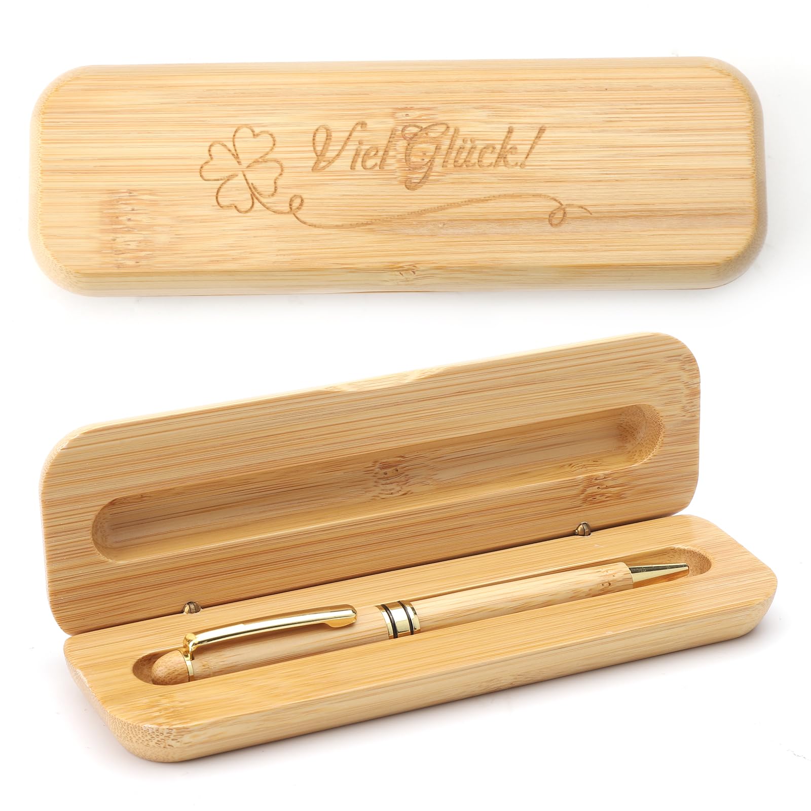 HENGBIRD Farewell Gift for Colleagues New Job Study Gifts Wood Pen Four Leaf Clover Engraving Gift Box