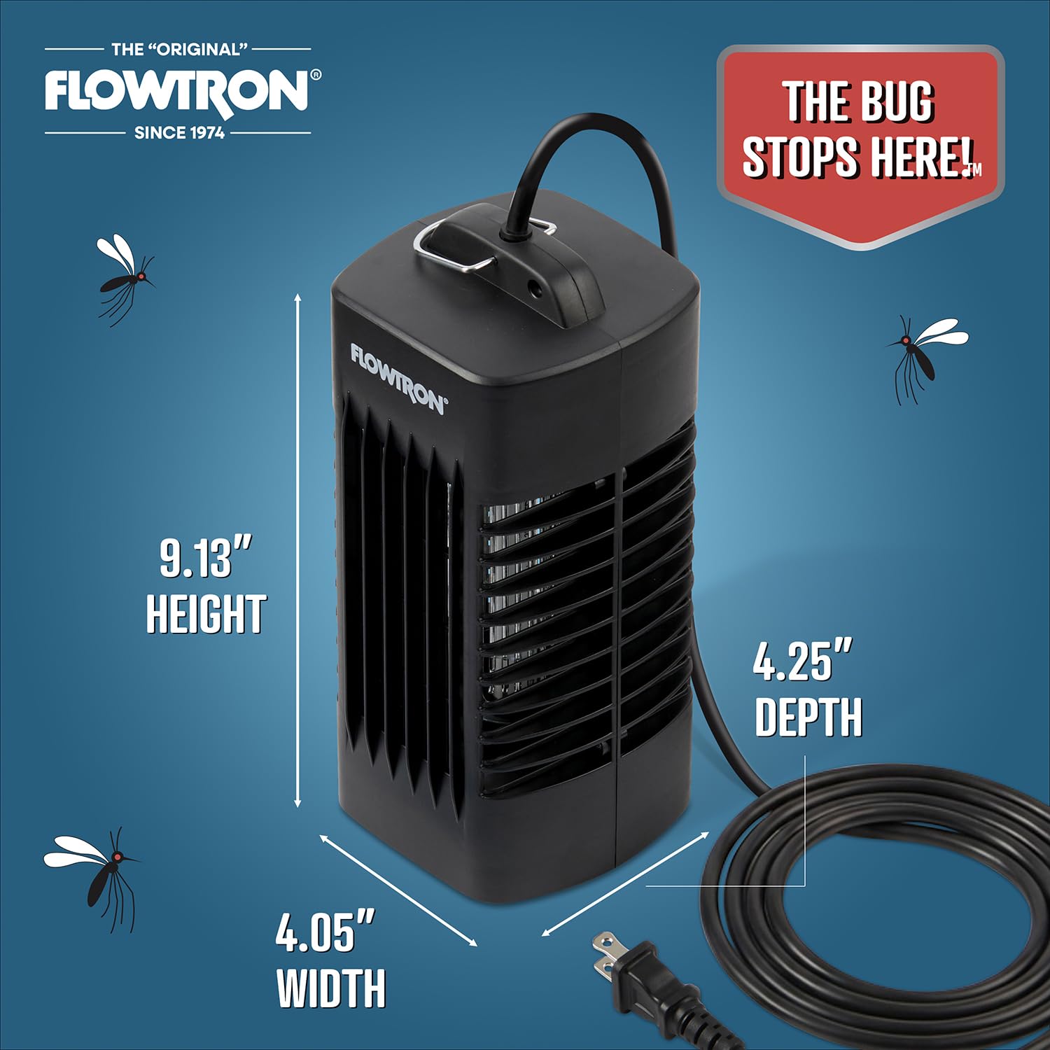 Flowtron Insektenvernichter für den Innenbereich, UV, 1000 V, 160 m², Schwarz | Passend für Küchen, Schlafzimmer und Büros, die einen stabilen Schutz benötigen – einfach in jede Steckdose stecken