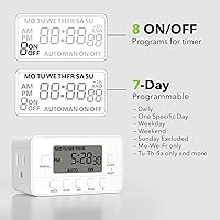 Vista 3 de BN-LINK Temporizador digital resistente de 7 días con doble salida, pantalla LCD, diseño programable de 3 clavijas, para luces, ventiladores