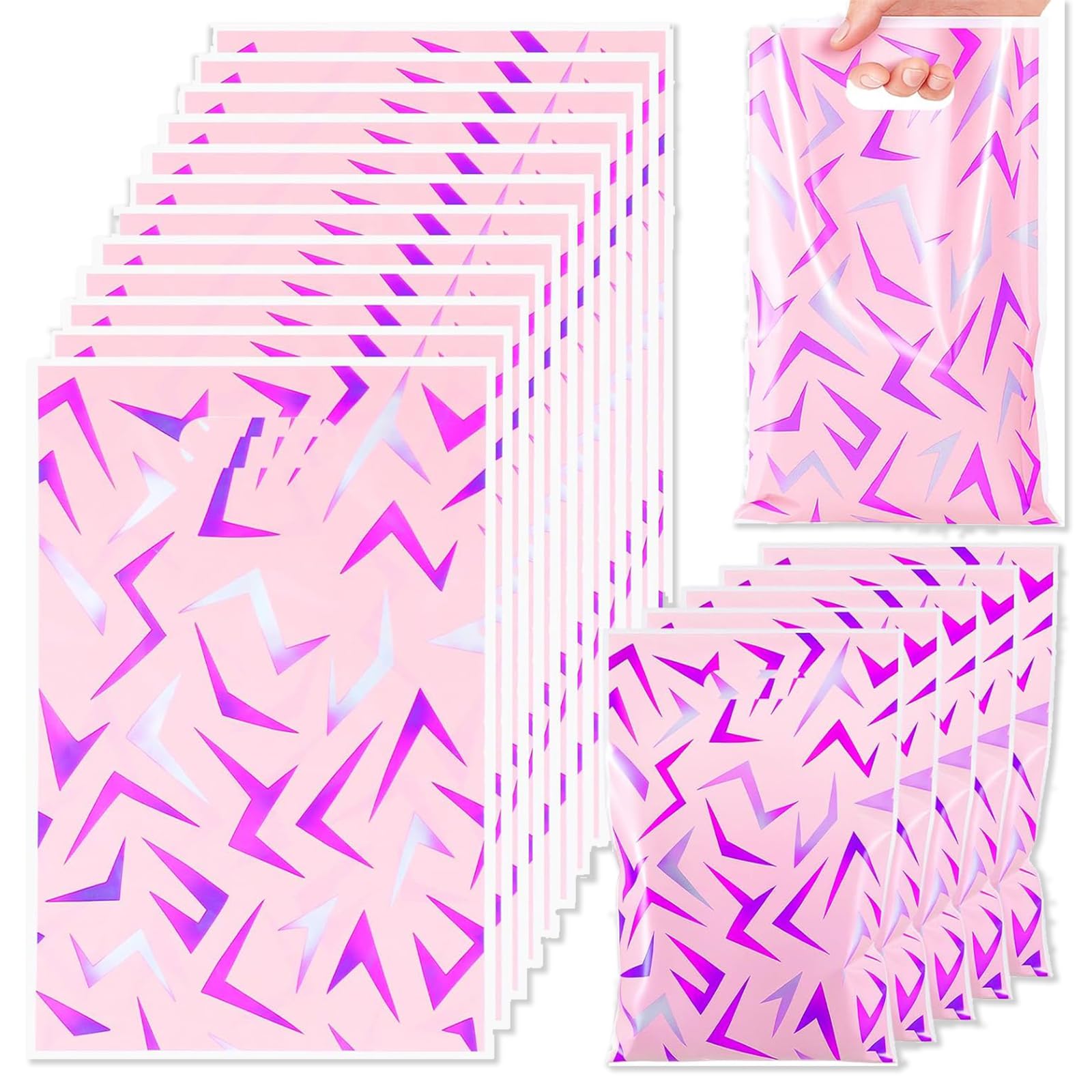 50 Pcs Pink Demon Party Bags, Pink Gift Bags for Kpop Party, Gift Bag with Handles for Birthday Party