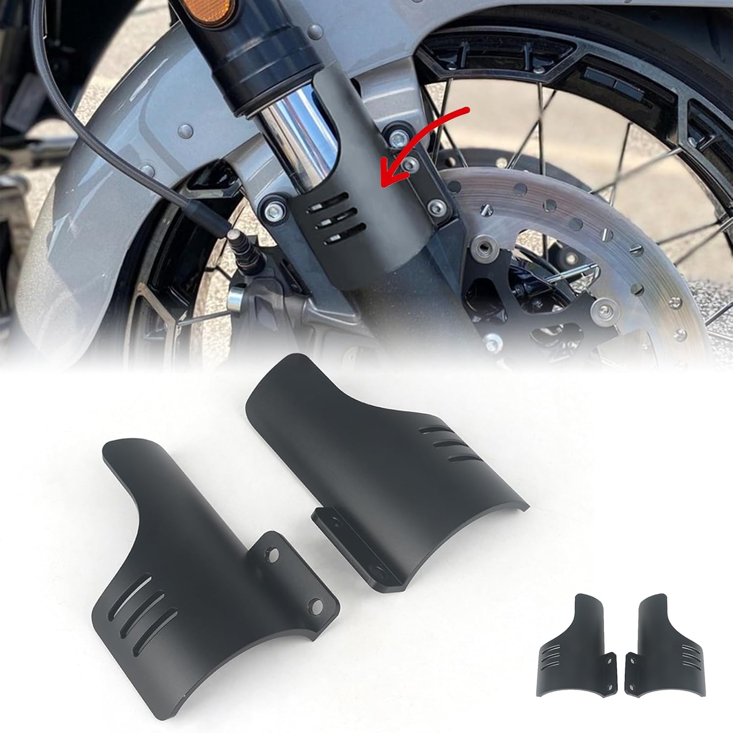 Motorcycle Front Fork Guards for Touring CVO Road Glide FLTRXSE ST FLTRXSTSE CVO Road Glide Upgrade 2024 Dust Protection Lower Fork Leg Deflector Shield (Black)