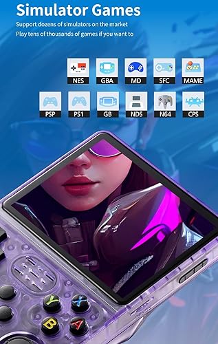 Miniatura 3 de R36S - Consola de arcade portátil - 20.000 juegos integrados y 64G, pantalla IPS de 3.5 pulgadas, sistema de código abierto, emulador clásico (gris)