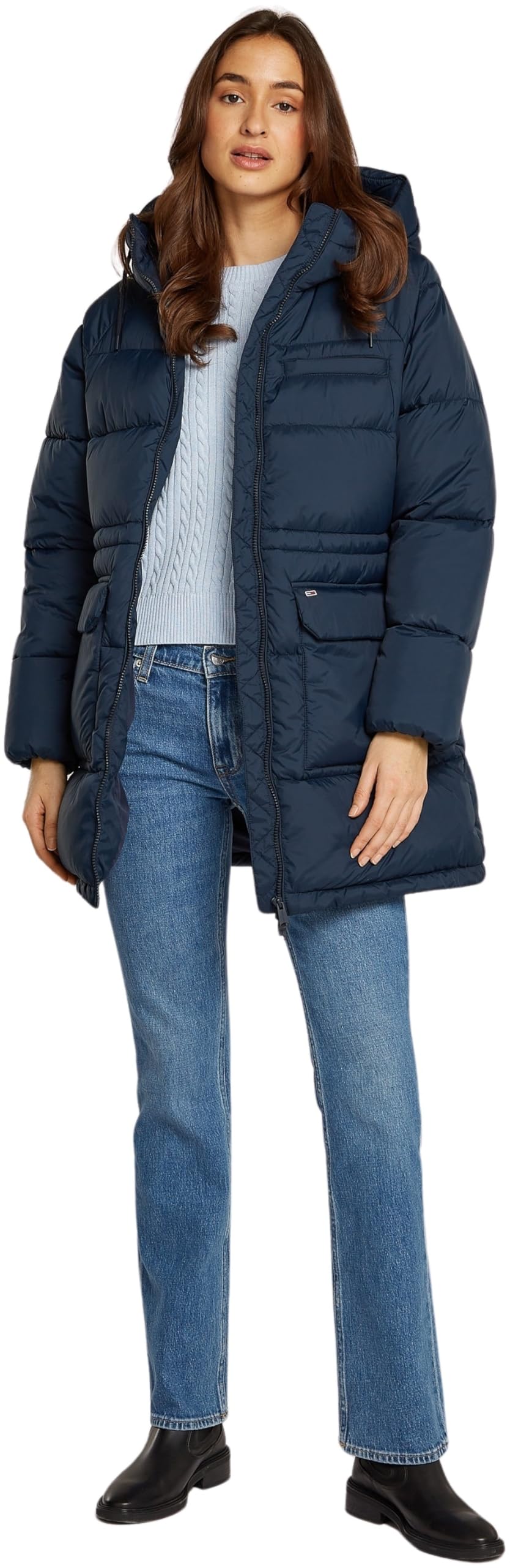Tommy Jeans Women's Tjw Midi Aspen Puffer Dw0dw18842 Puffer Jacket, Blue (Dark Night Navy), XL