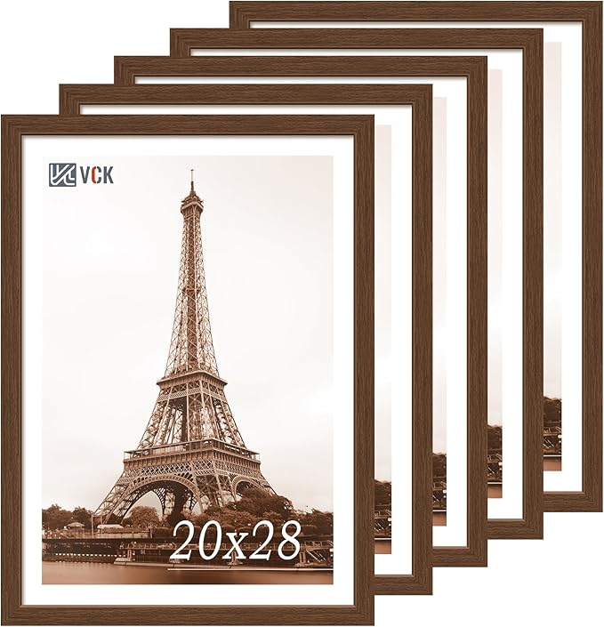VCK 20x28 Picture Frame 5 Pack, Brown Solid Wood Poster
