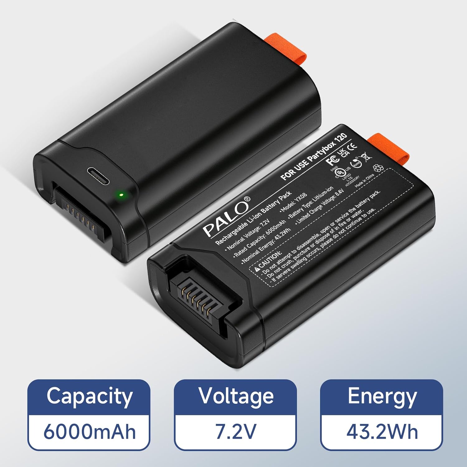 6000mAh JBLPartybox 120 Battery Replacement,7.2V Rechargeable Lithium-ion Replacement for JBLBattery 200 - Image 3