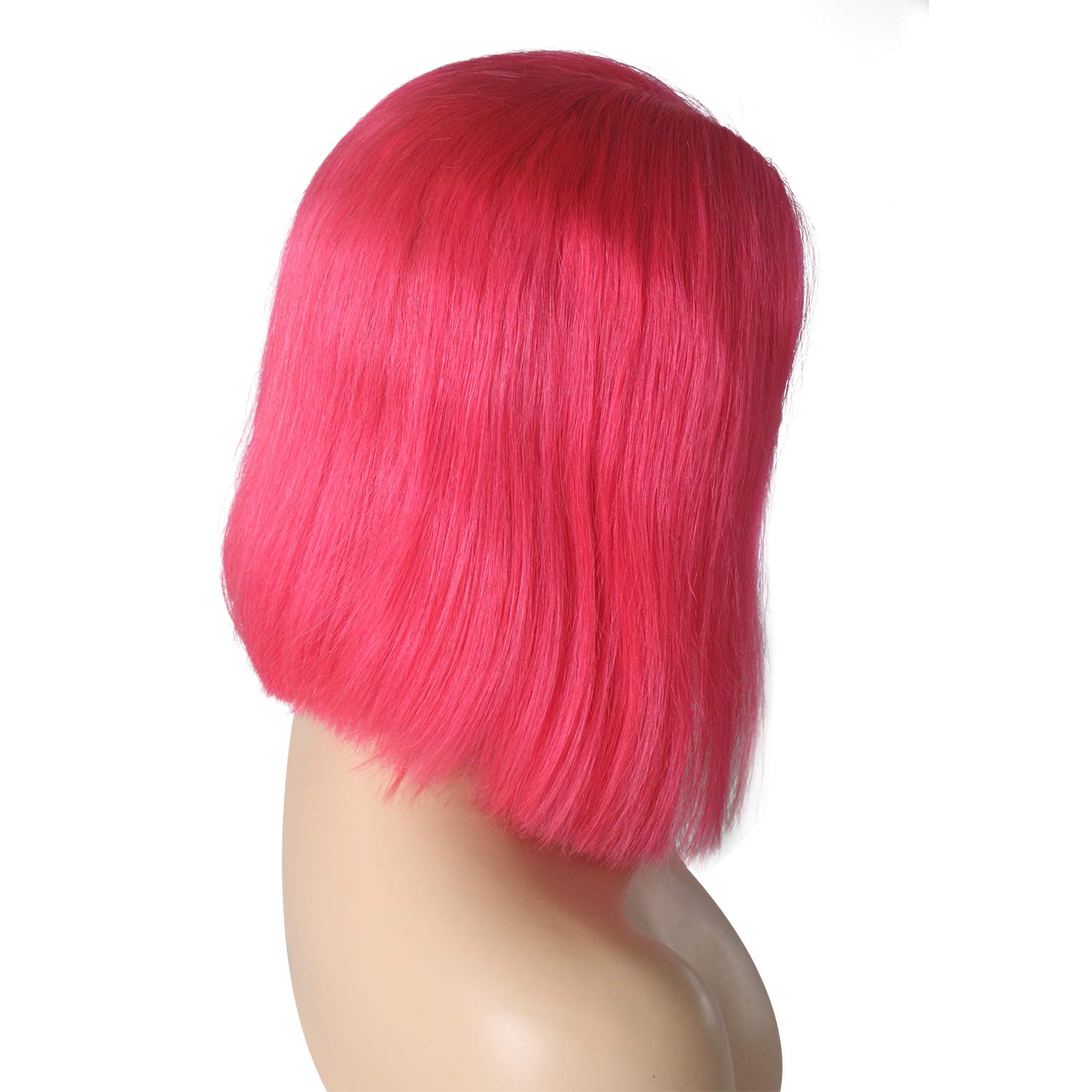 Bob Wigs Hot Pink 8Inch Straight Human Hair 13x4 Lace Front Wig Pre Plucked with Baby Hair for Black Women,Brazilian Virgin Human Hair 8Inch Short Colored Bob Cut Lace Wig Middle Part 180% Density