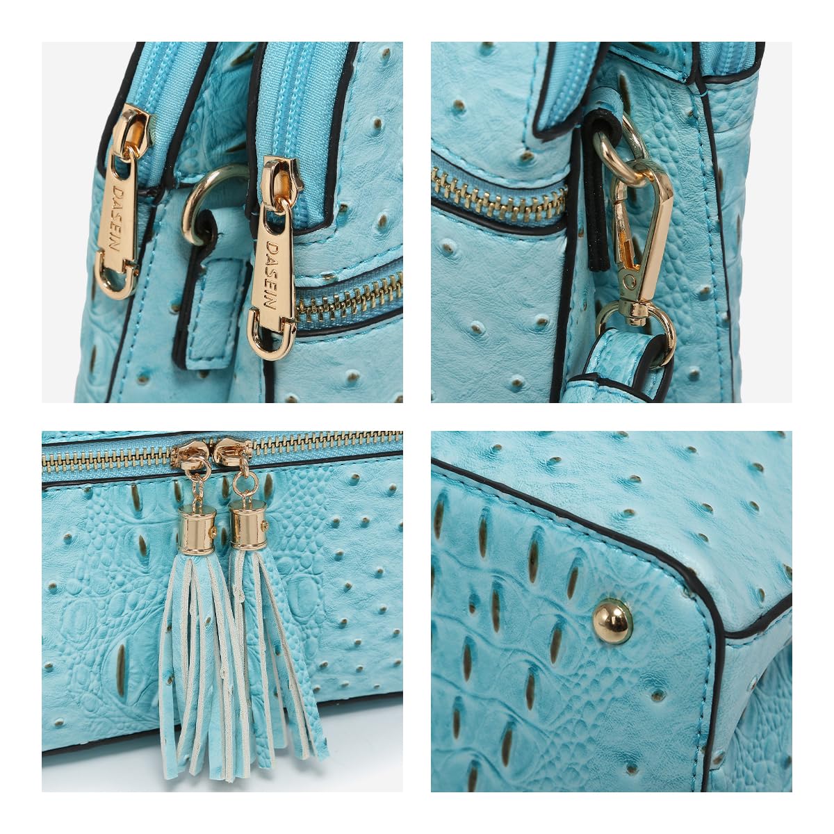 Dasein Borsa a tracolla da donna con nappa, con cerniera, borsa da viaggio alla moda con tasche multiple