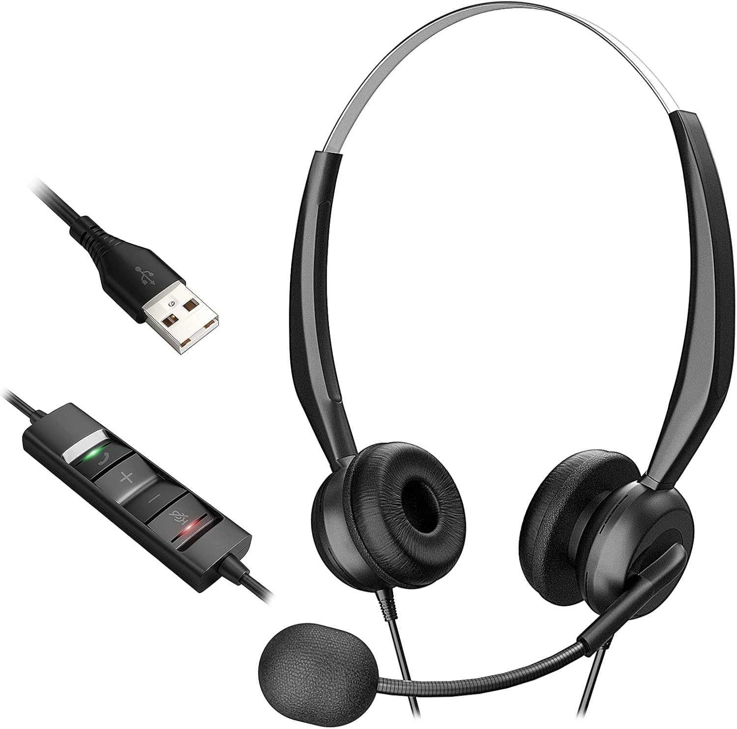 USB Headset with Microphone for PC Laptop, RIIKUNTEK