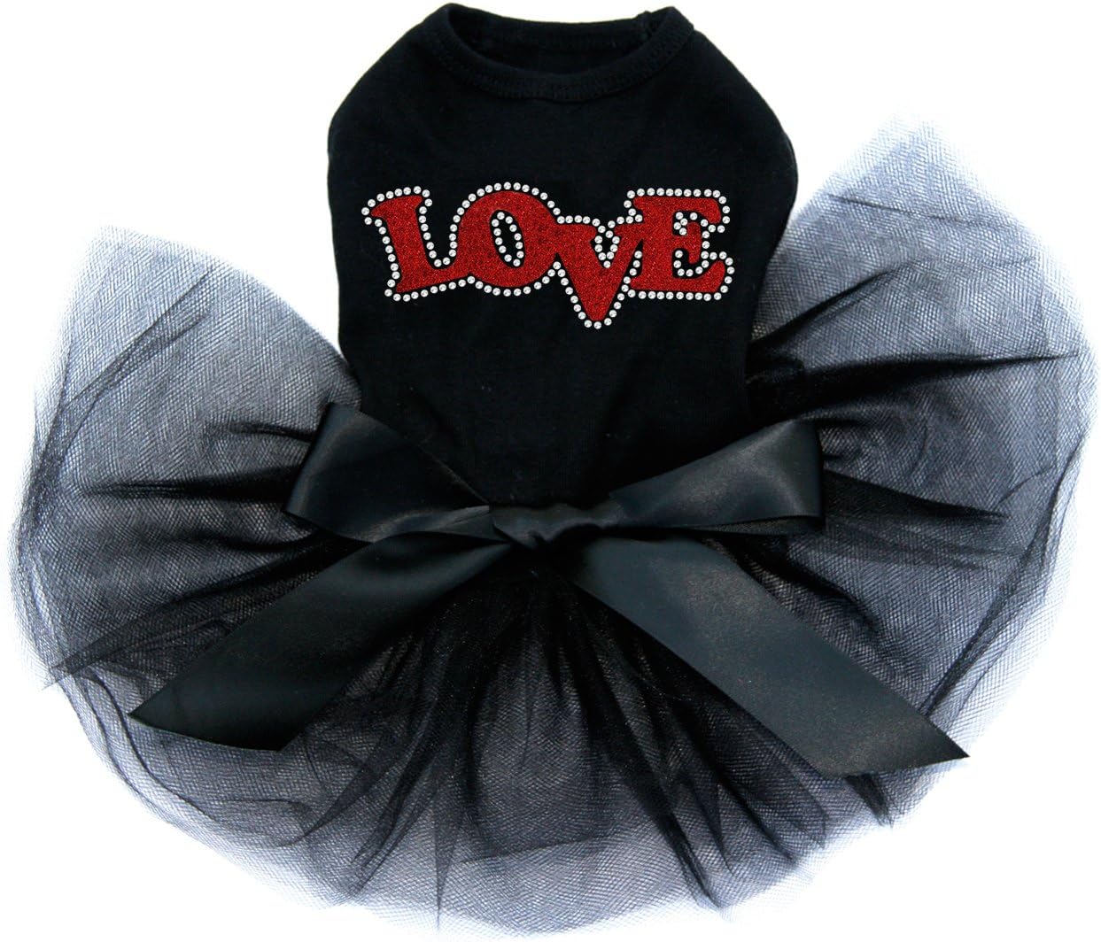 Love - Red Glitter - Dog Tutu Dress, M Black