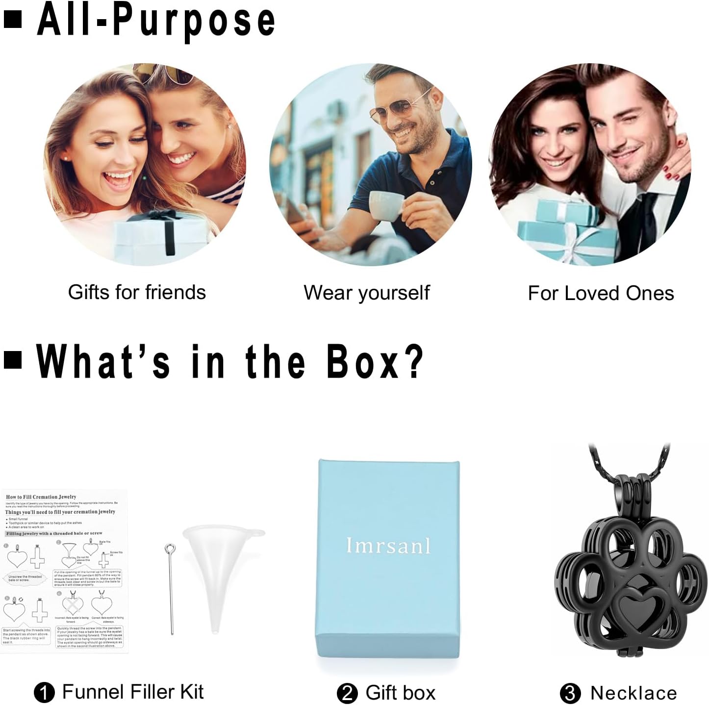 Imrsanl Pet Ashes Necklace Cremation Jewelry for Cat Dog Ashes Pendant Paw Print Urn Necklace for Women Men Keepsake Jewelry for Memorial Locket - Image 7