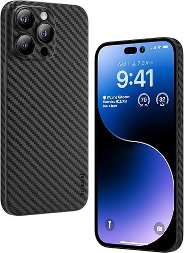 memumi Funda delgada para iPhone 15 Pro con patrón de fibra de carbono de 0.012 in mate cubierta trasera compatible con iPhone 15 Pro, funda disponible en Yaxa Colombia