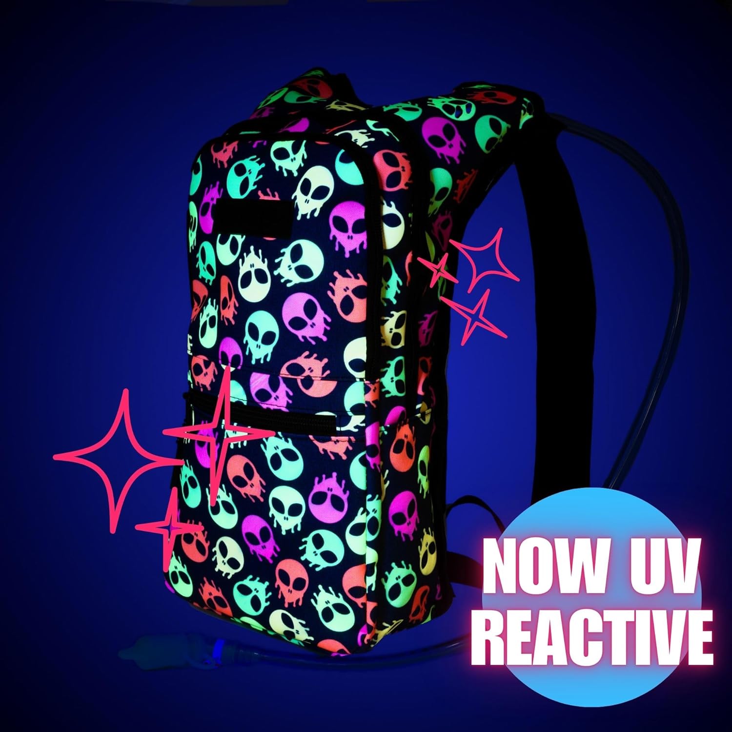 Kandies World Reflective Festival Hydration Pack - 2L Hydropack for Raves, Hiking, Biking, Running, and More (with Anti-Theft Pocket) - Image 4