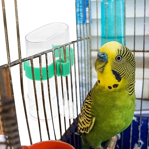 Miniatura 9 de POPETPOP Dispensador de agua para pájaros 2 alimentadores automáticos para pájaros para jaula, dispensador de agua de periquitos transparentes,