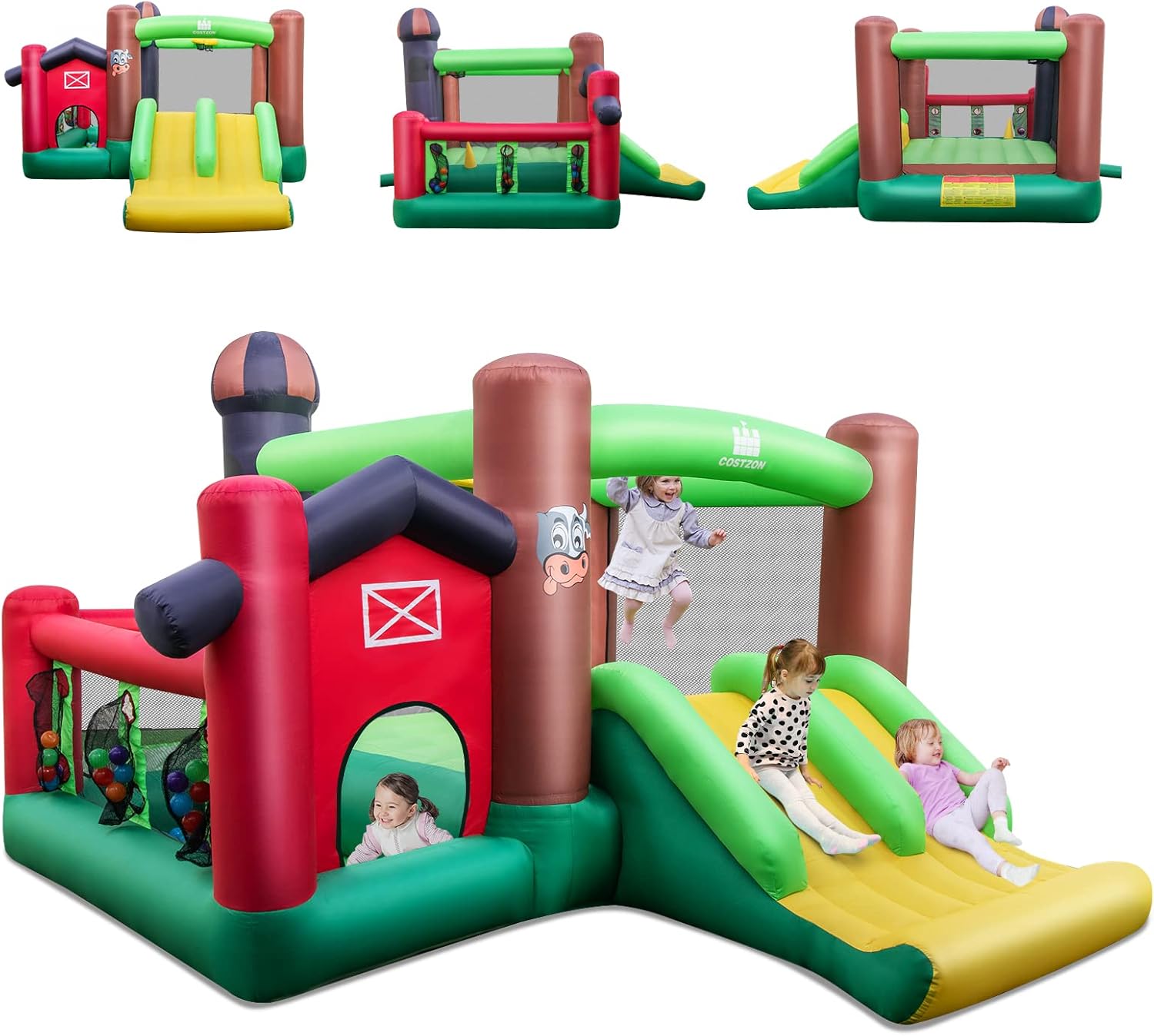 COSTWAY Château Gonflable/Aire De Jeux Pour Enfants Avec Cercle Panier De Basket-ball Toboggan Et Kit De Réparation Souffleur Non-inclus 17 COSTWAY Château Gonflable/Aire De Jeux Pour Enfants Avec Cercle Panier De Basket-ball Toboggan Et Kit De Réparation Souffleur Non-inclus -Pas Cher Clair Jardin Magasin