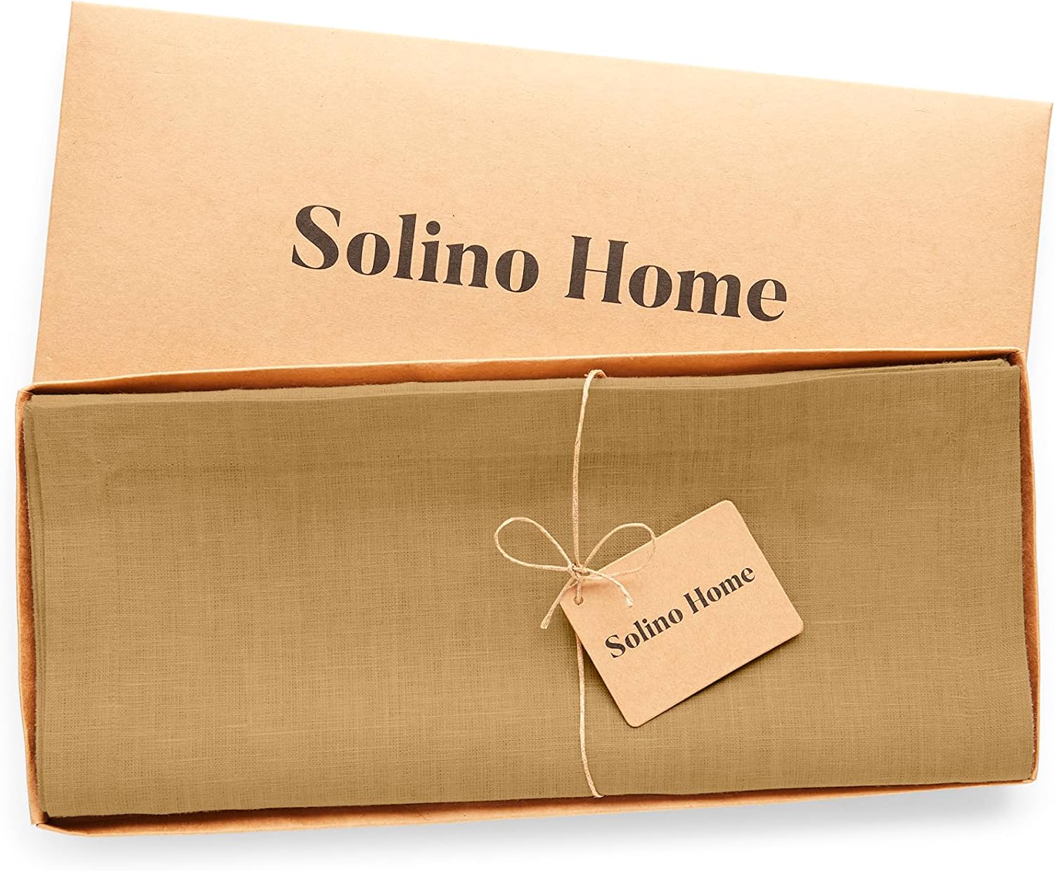 Solino Home Medium Weight Linen Table Runner – 100% Pure Linen Fabric Table Runner 14 x 108 Inch – Camel Table Runner for Spring, Summer, Wedding, Dining, Party – Handcrafted from European Flax