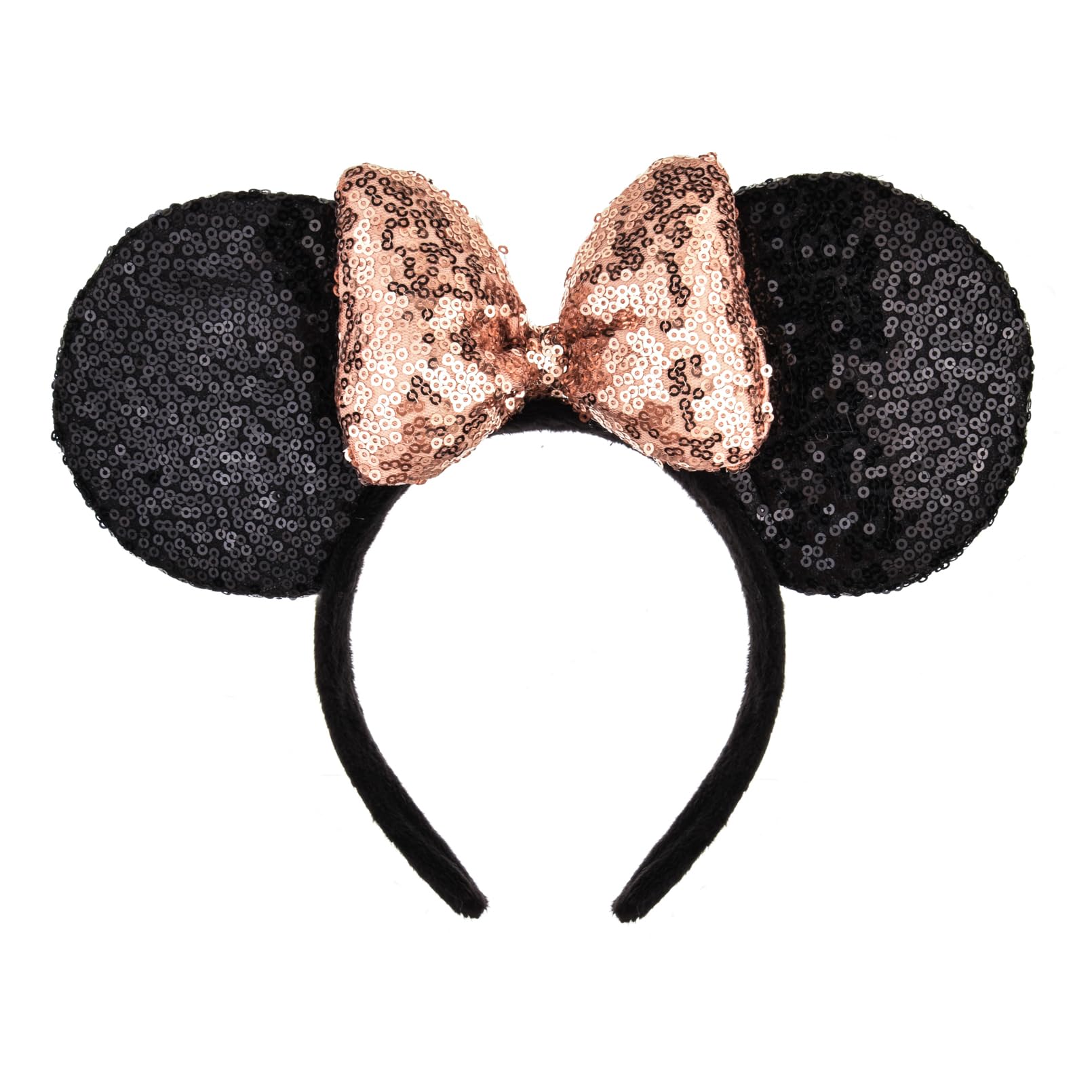 A Miaow 3D Black Mouse Sequin Ears Headband MM Glitter Butterfly Hair Clasp Park Supply Adults Women Photo Accessory