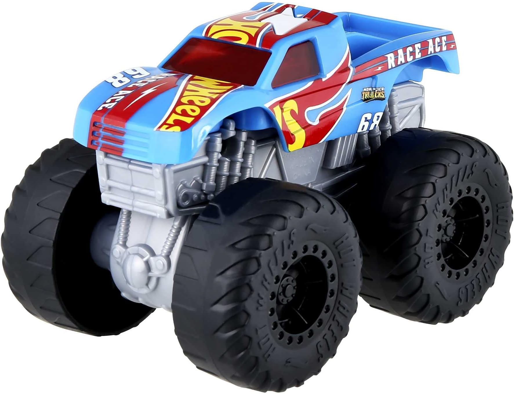 Monster Trucks Roarin’ Wreckers Race Ace Truck with Lights & Sounds, Engine Revving & Crushing Noises, Cab Light, Plays Hero’s Theme Song, Gift for Kids 3 Years & Up