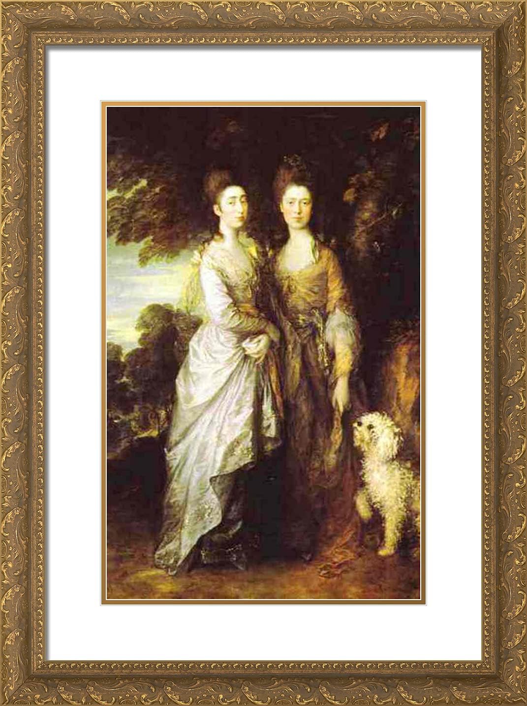 ArtDirect Gainsborough, Thomas 18x24 Gold Ornate Framed Art Print with Double Matting Titled: The Painters Daughters