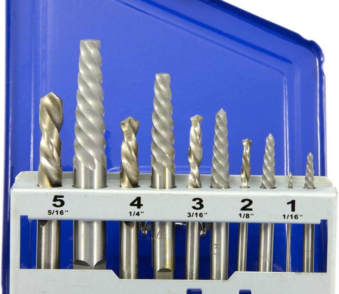 Forney 20512 Drill Bit Set, Industrial Pro Left Hand HSS Screw Machine Length Stubby, 1/16-Inch thru 5/16-Inch, 10-Piece