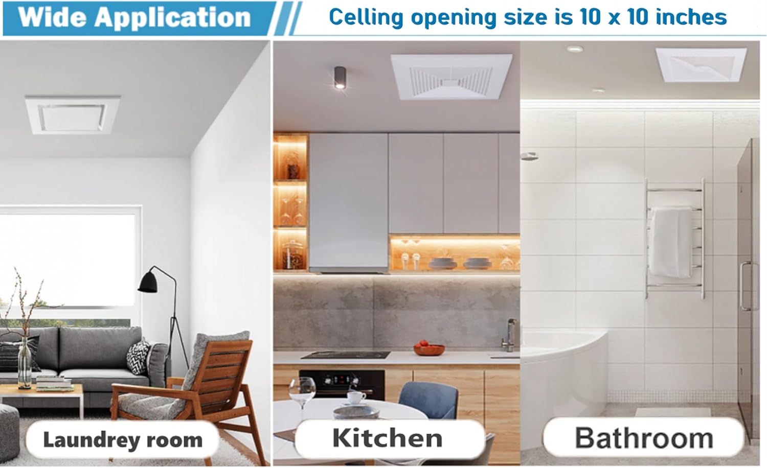 Nalle Ventilation Fan Ceiling Bathroom Exhaust Fan Extractor Fan (No Attic Access Required) (120 CFM 1.2 Sones) （Style B）