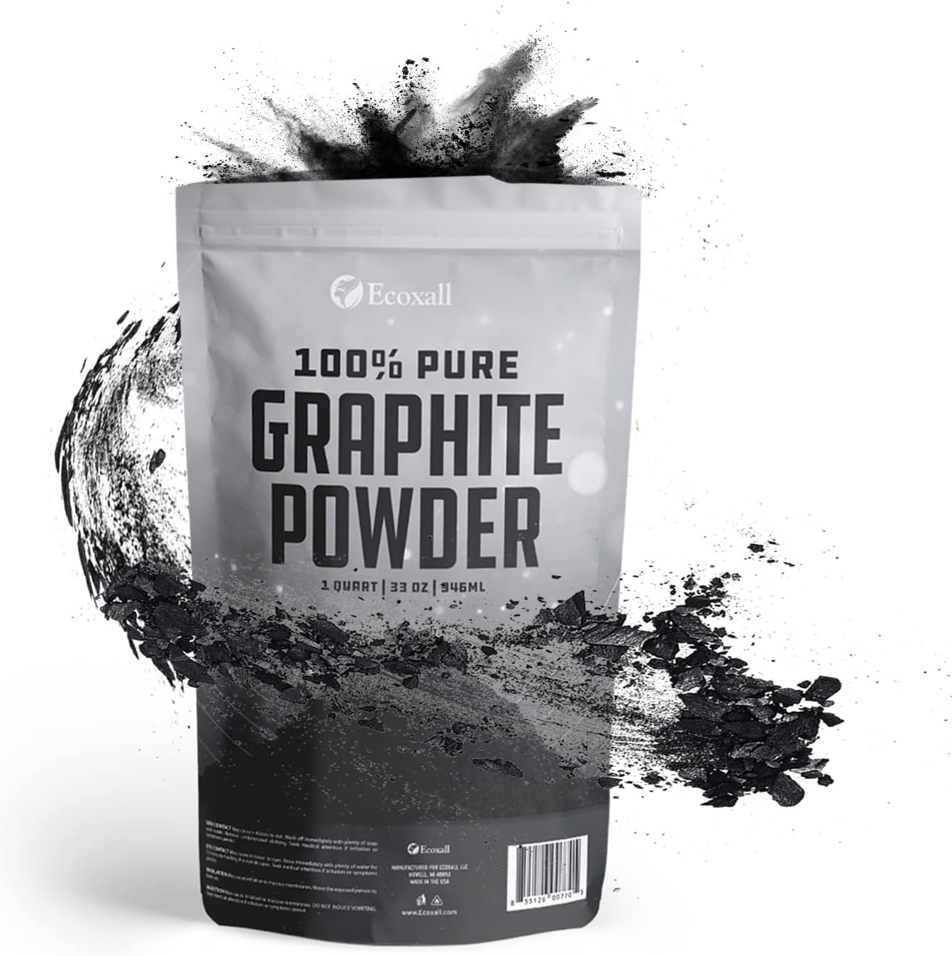 Pure Graphite Powder - 100% Pure Dry Graphite Lubricant - 2lb Bag - Highest Quality Graphite Lubricant - Used as a Lubricant for Locks, Bearings, Fishing reels, and More - Multi-Purpose Powder