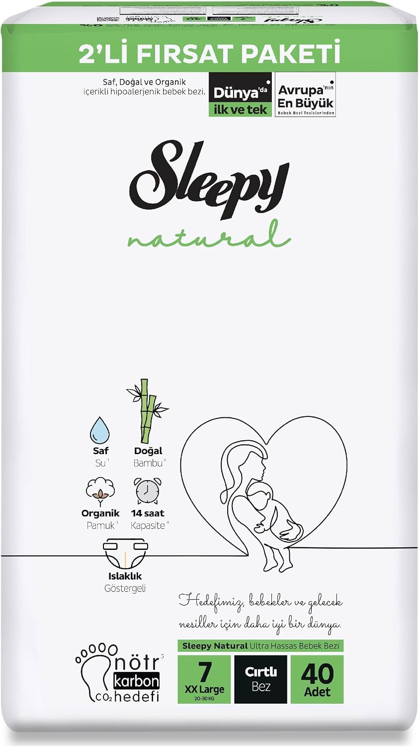 Sleepy Natural 2li Fırsat Paketi Bebek Bezi 7 Numara Xxlarge 40 Adet - 279 TL | Amazon Fırsat