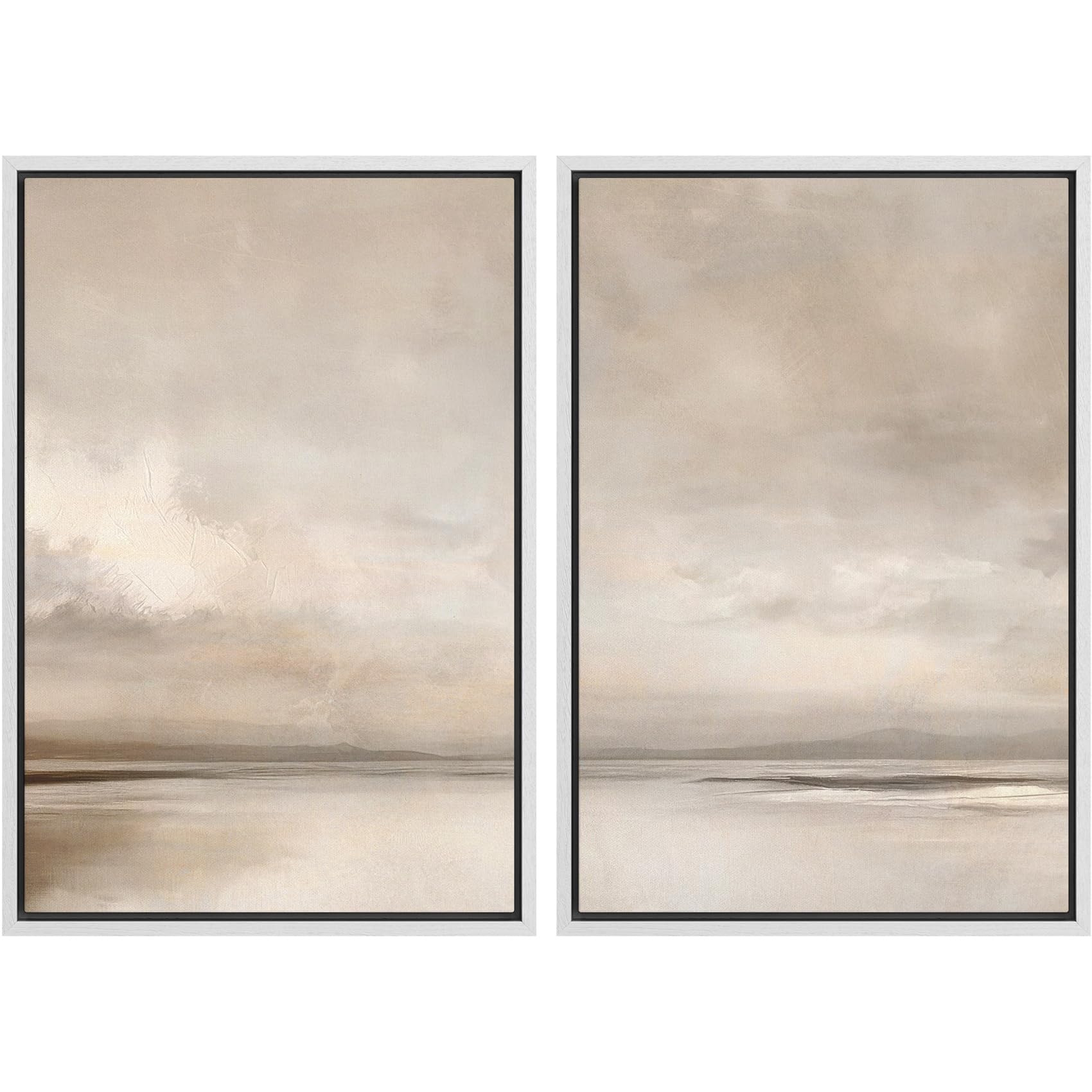 MUDECOR Framed Canvas Print Wall Art Set Watercolor Pastel Green Tan Landscape Abstract Shapes Illustrations Modern Art Decorative Contemporary for Living Room, Bedroom, Office - 16"x24"x2 Natural — view 142