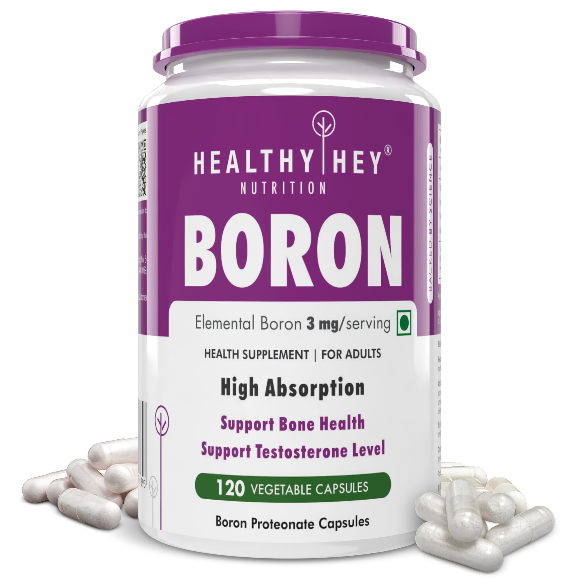 HealthyHey Nutrition Boron -Advanced Chelated - 120 Veggie Capsules - Gluten Free, Non-GMO
