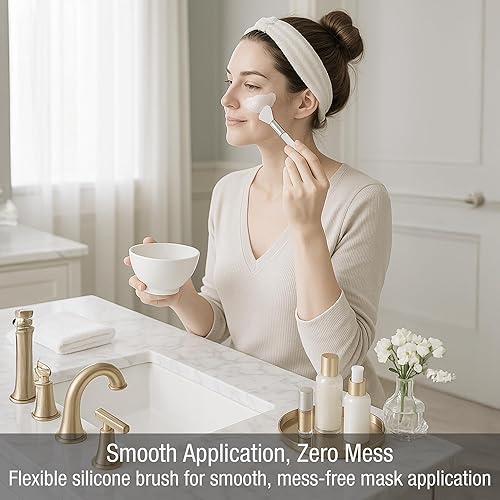 Miniatura 5 de APPEARUS Juego de 6 tazones de mezcla de máscara facial de silicona, 1 cuenco, cepillos y espátulas, de grado alimenticio, resistente al calor, para