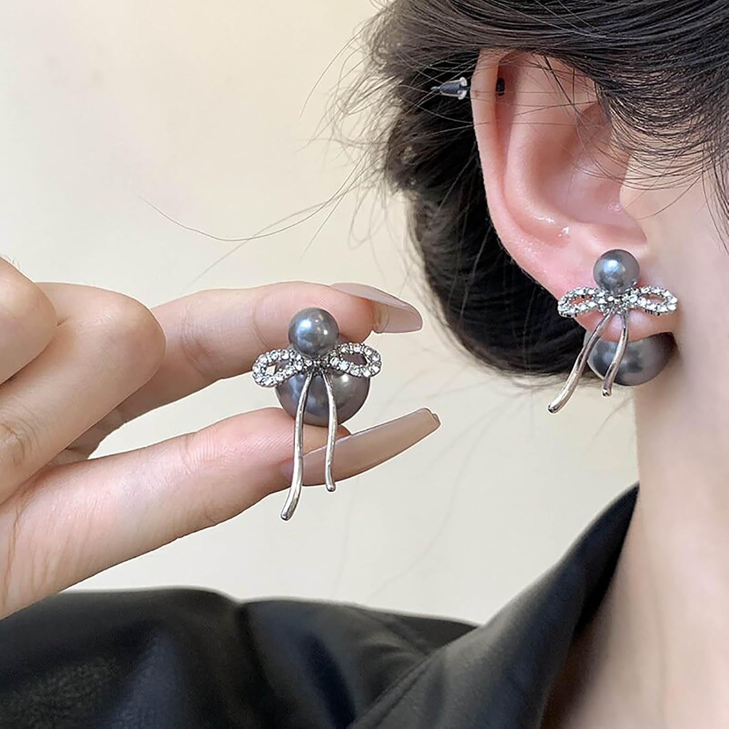 Boho Pearl jacket Earrings bow drop Earrings Gold Bow Stud Earrings Jewelry for Women - Image 7