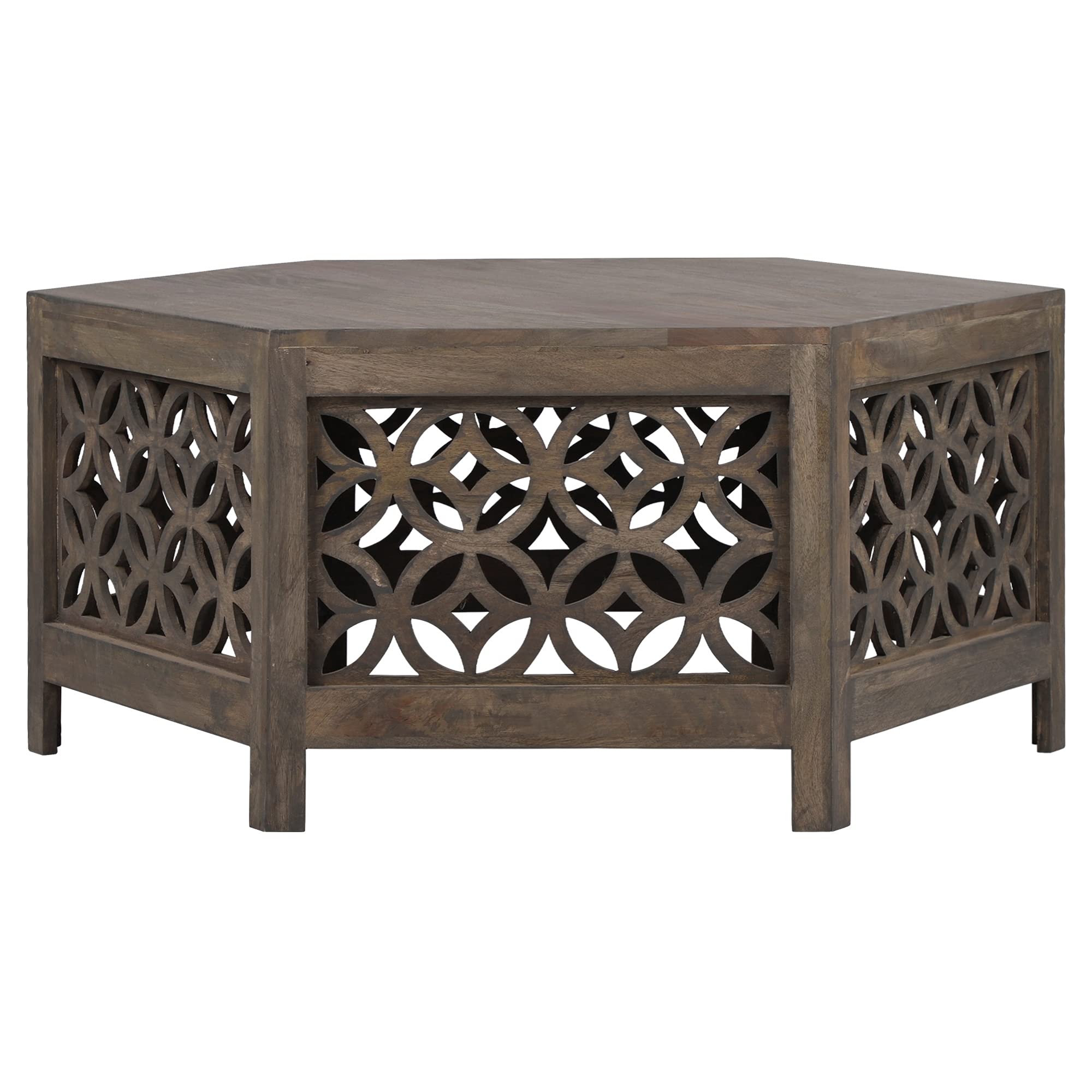 Couchtisch Amman Massivholz - Handgefertigter Mangoholz Tisch 100x45cm Rund