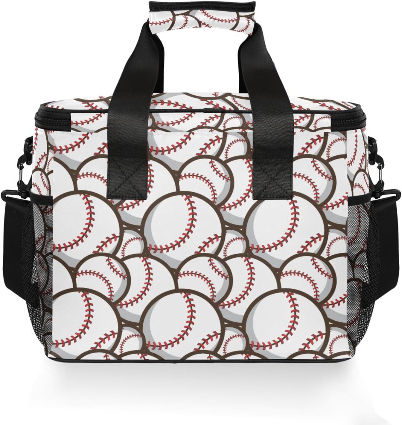 Bolaz Large Cooler Lunch Bag-Trendy Baseball Balls Pattern, Travel Cooler Bags 15L Waterproof Cooler Bag for Camping, Picnic, BBQ, Family Outdoor Activities