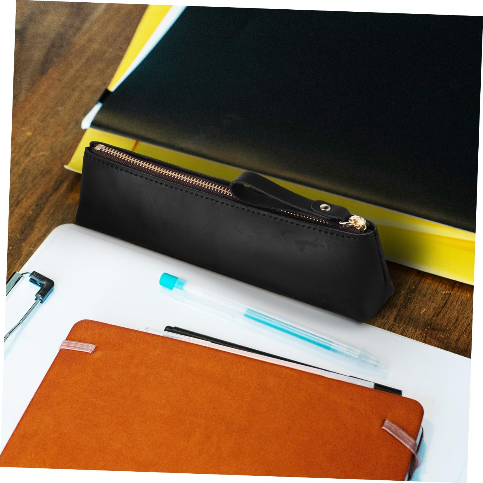 Operitacx 3pezzi Astuccio Portapenne Slim Pelle Artigianale Borsa Per Cancelleria e Viaggio Design Elegante e Resistente Per Scuola e Ufficio