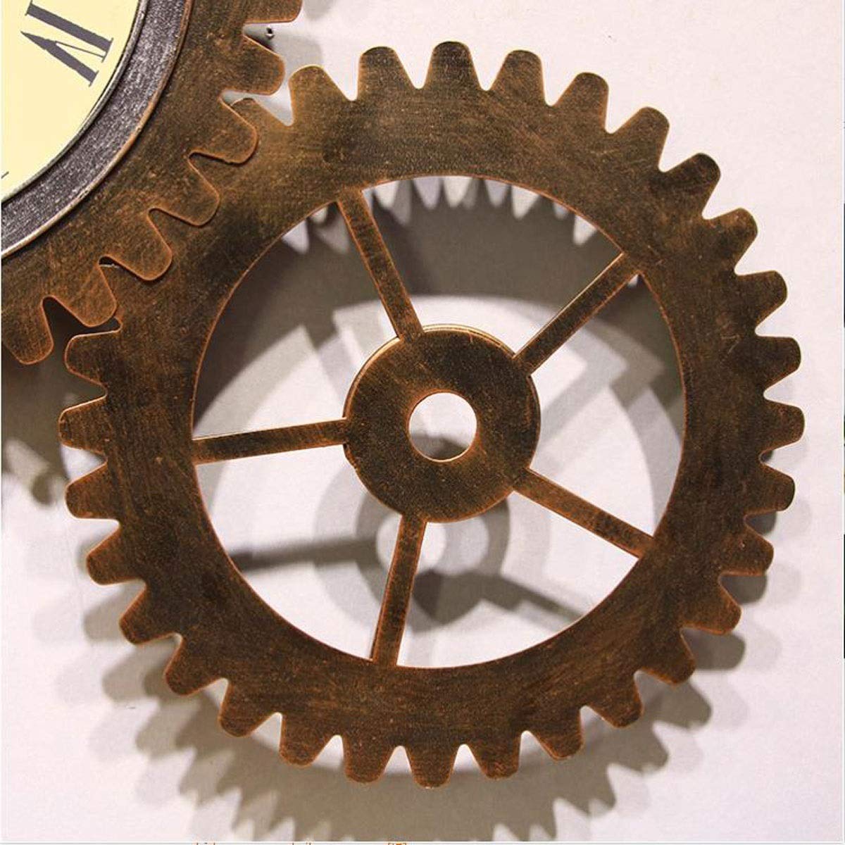 Reloj de Pared Estilo Industrial, Reloj con Engranaje Retro, silencioso Roma, Creativo for decoración Bar y cafetería