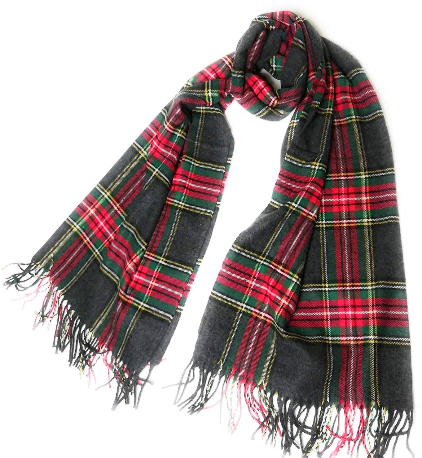 KGM Accessories Super soft Scottish Tartan cashmere plaid scarf - Tartan Scarves for Men Women (Grey Tartan)