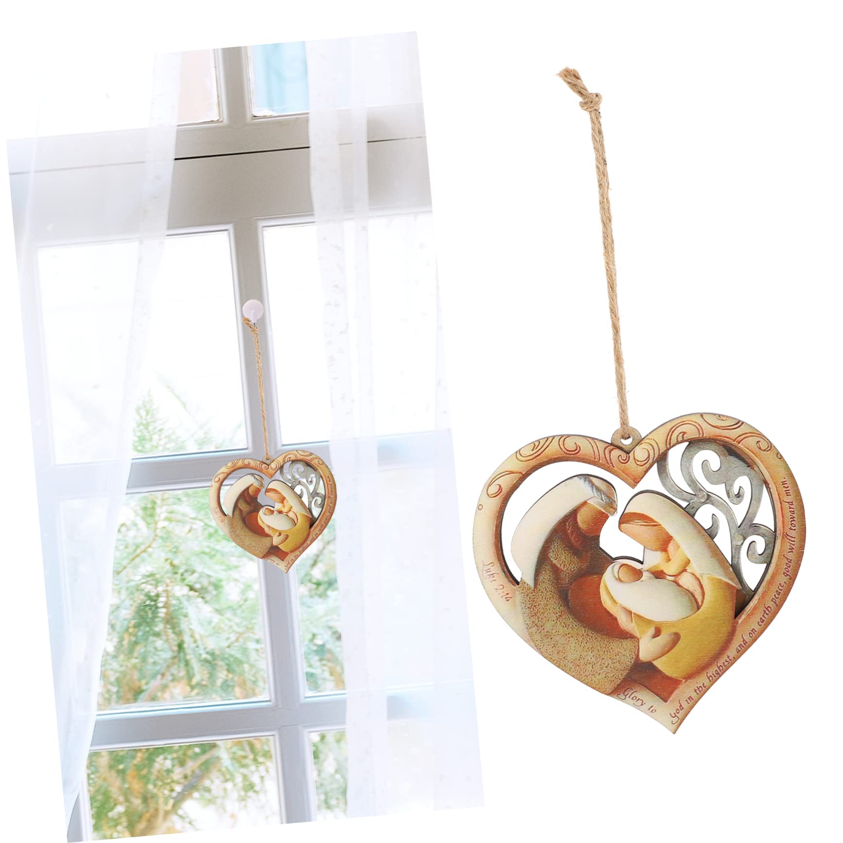 LIFKOME Liebe Anhänger Heilige Familie Krippe Ornament Weihnachtsbaum-anhänger Wanddekoration Für Zu Hause Heilige Familie Weihnachtsschmuck Wandkunst-anhänger Für Zu Hause Hölzern