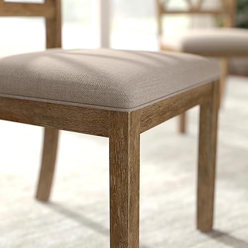 Miniatura 11 de Roundhill Furniture Havre - Juego de comedor de 5 piezas, mesa redonda de pedestal con 4 sillas elegantes, roble