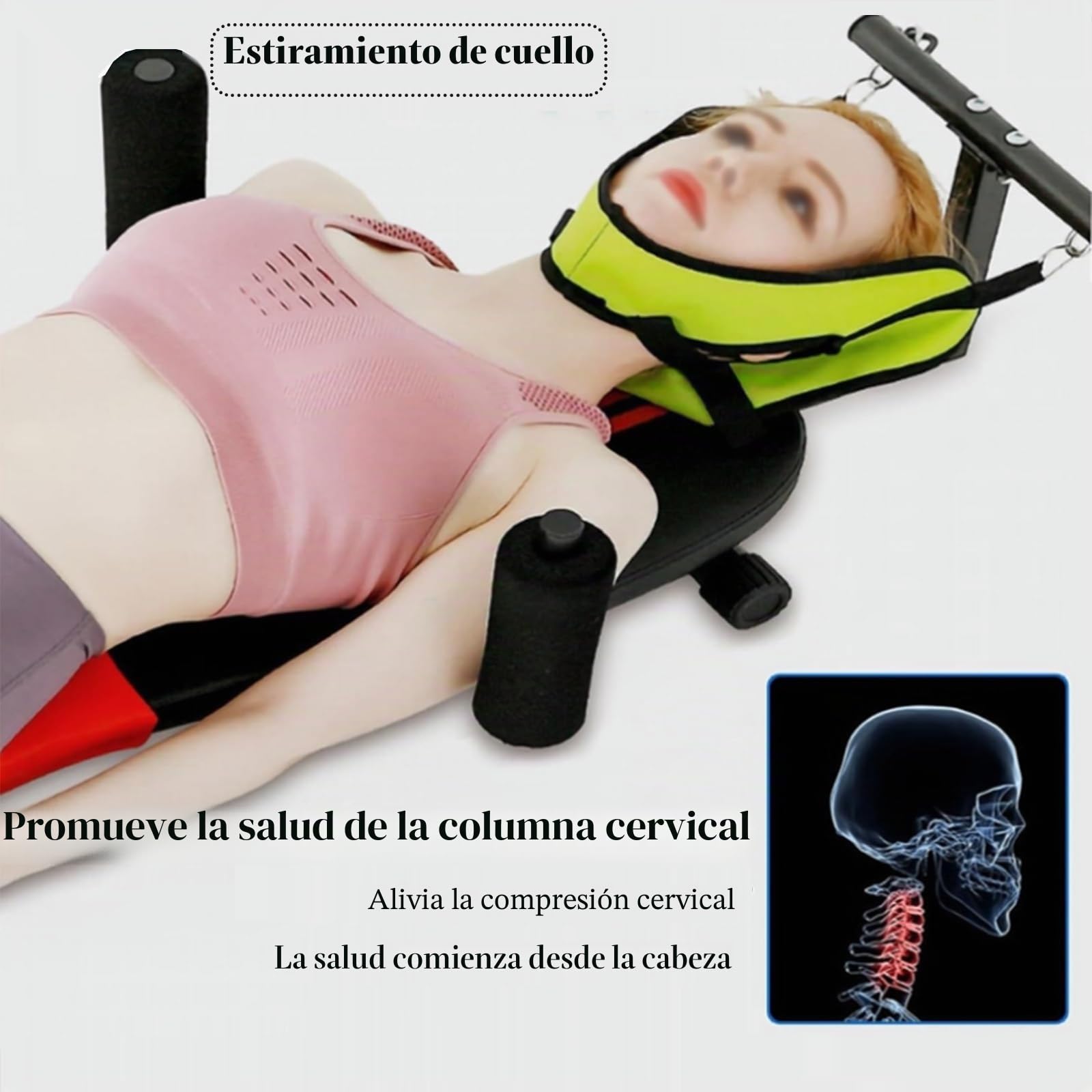 Banco de Estiramiento de Espalda con descompresión, máquina de tracción de Columna Vertebral con Longitud Ajustable, Banco de Entrenamiento de Espalda y Camilla de Cuello, Mesa de inversión