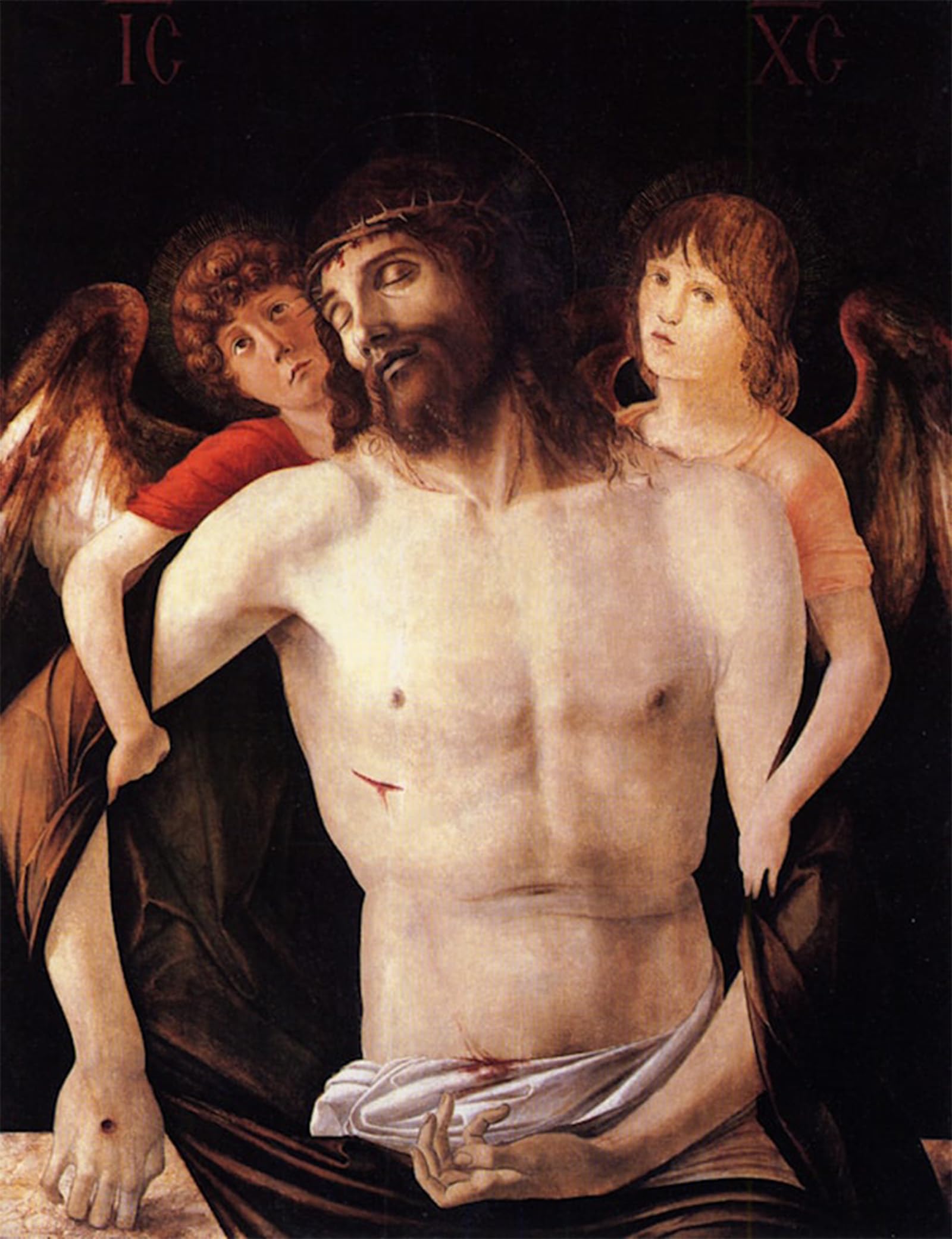 POSTERIIk Famous Modern Artwork Art Mural The Dead Christ Supported by Two Angels Bellini Oil Paintings Pictures for Home Decor 60x90cm