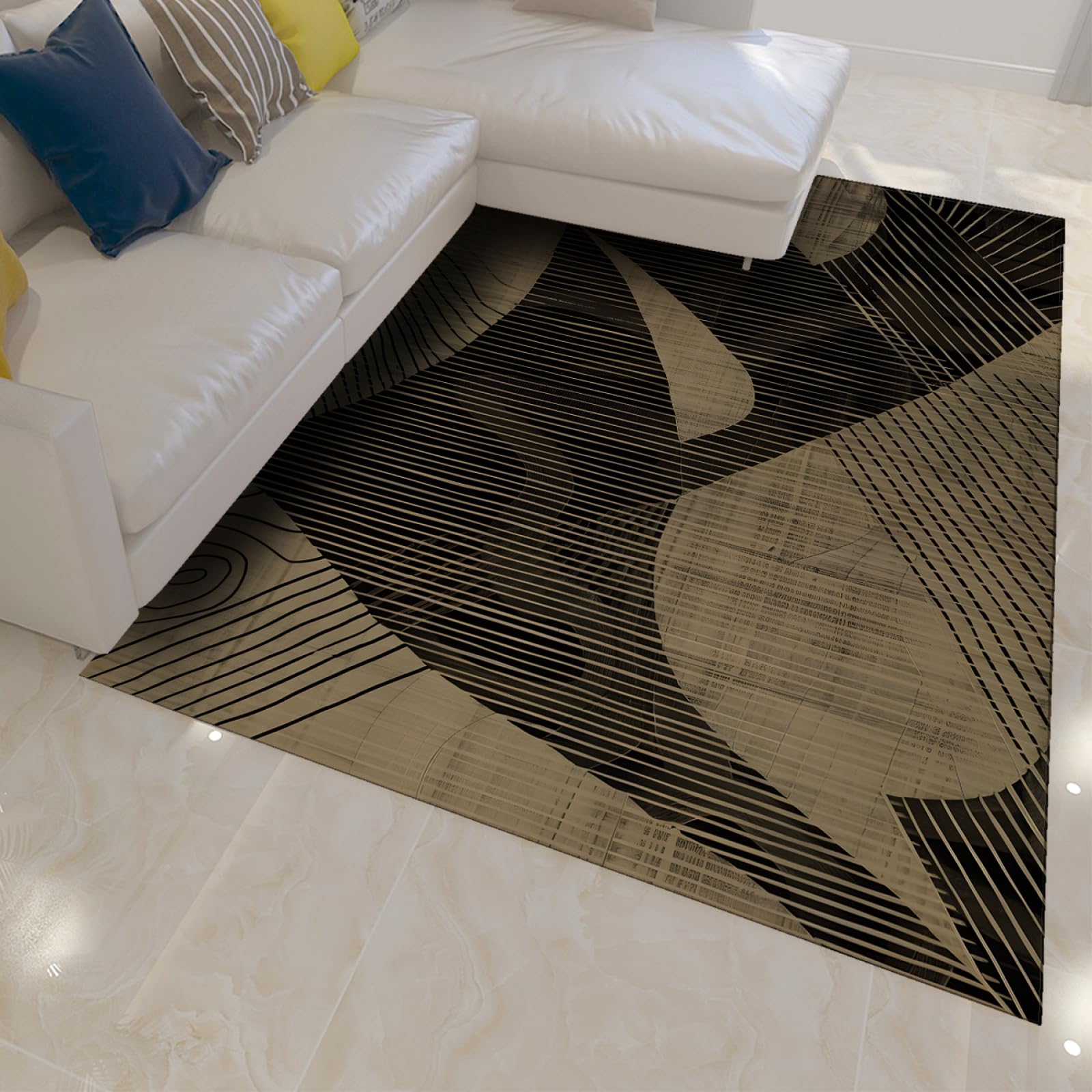 Tapis à poils ras géométrique 90x150 | Finitions soignées pour bureau et chambre