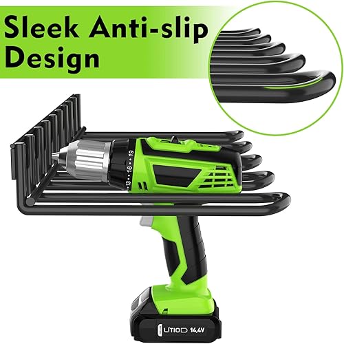 Miniatura 2 de ENONCI Paquete de 2 Organizadores de Herramientas Eléctricas de Montaje en Pared, Soporte de Taladro Grueso y Resistente, Organizador y Estante de