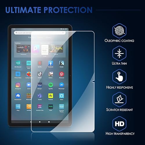Miniatura 5 de Paquete de 2: protector de pantalla DETUOSI para tableta Amazon Fire Max de 11 pulgadas de 13ª generación 2023, ultra transparente, compatible con