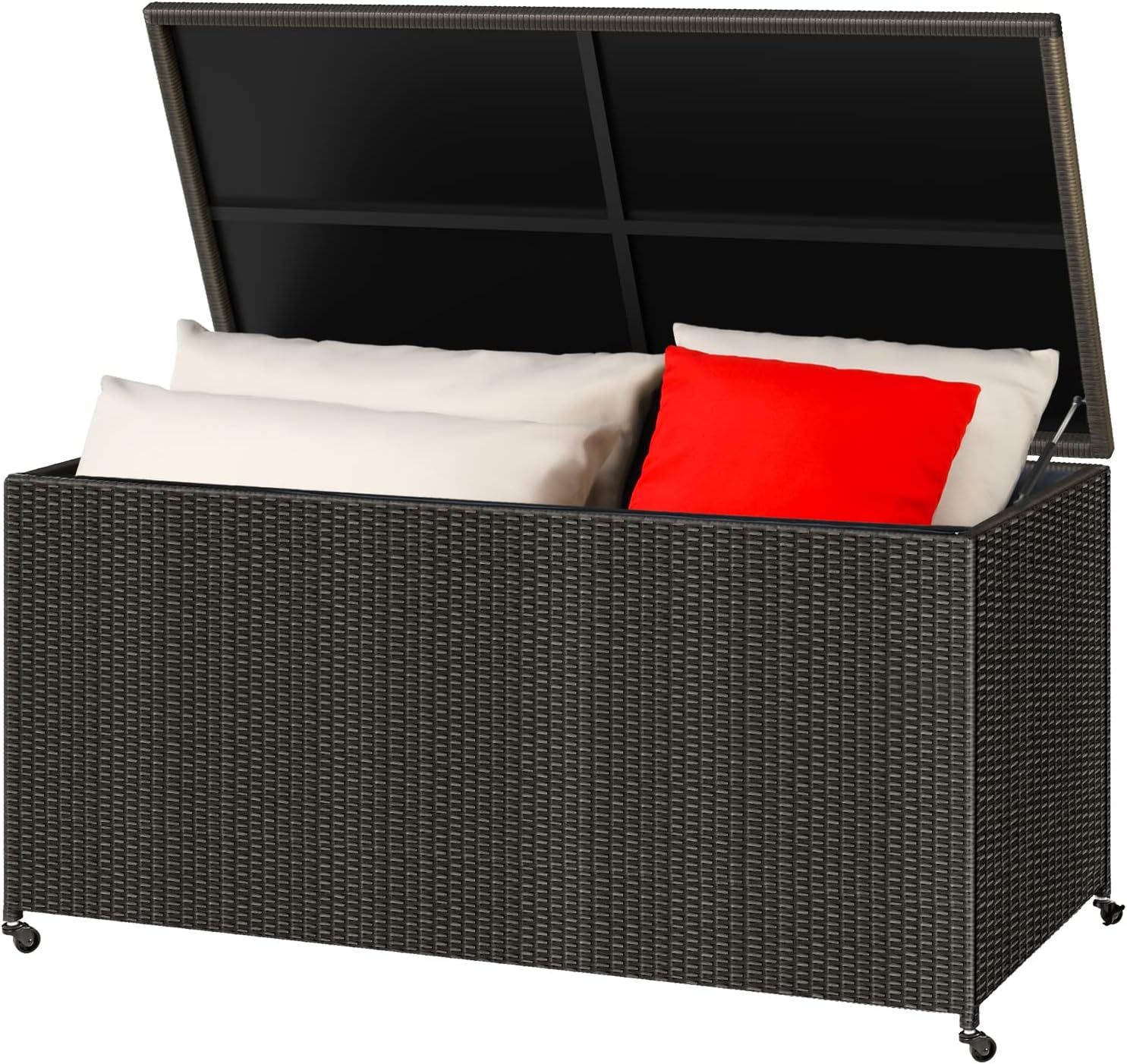 YITAHOME 120 Gallon Outdoor Wicker Storage Box with Wheels