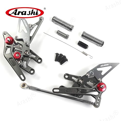 Miniatura 9 de Arashi reposapiés para motocicleta, accesorios ajustables, juego de reposapiés traseros Negro