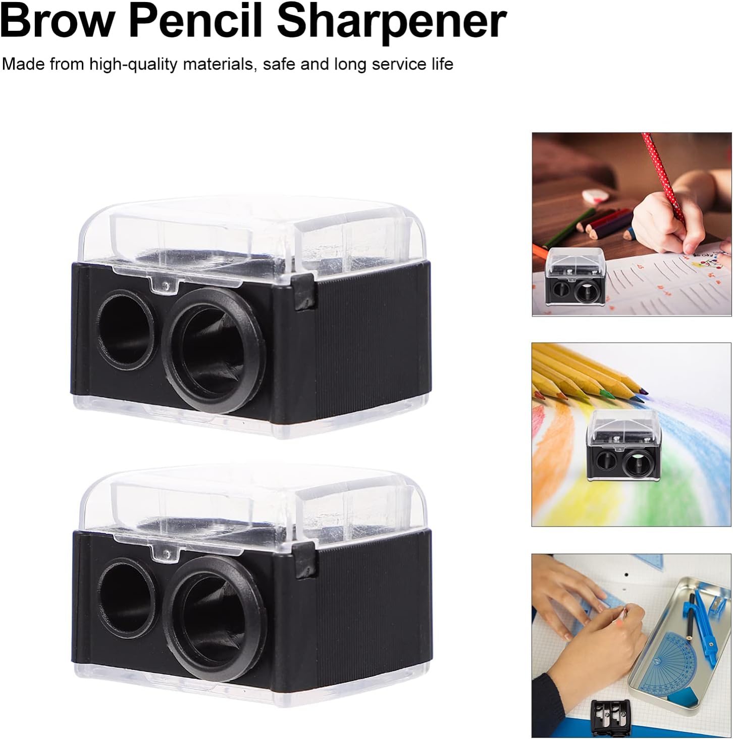 Ipetboom 4pcs Durable Eyeliner Brow Pencil Sharpener Portable Makeup Tool for Lip Liner Cosmetic Pencils Lightweight Design for Easy Use for Go Makeup Supplies Black Random Color