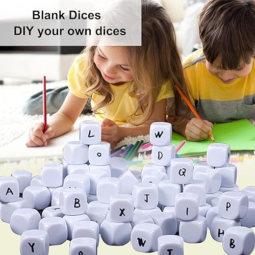 Miniatura 5 de Dados acrílicos de 0.787 pulgadas con superficie alisada de seis caras con esquinas redondeadas, cubos de dados blancos en blanco para juegos de